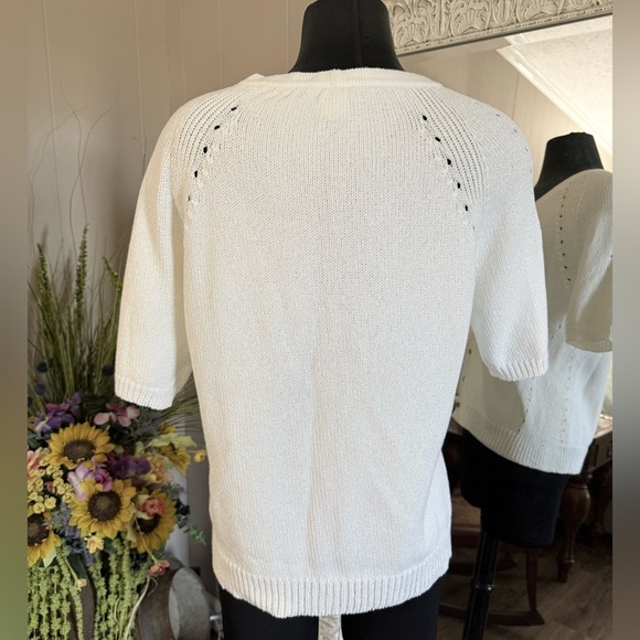 St. John Sport • V-Neck Short Sleeve Knit Cardigan - Picture 10 of 12